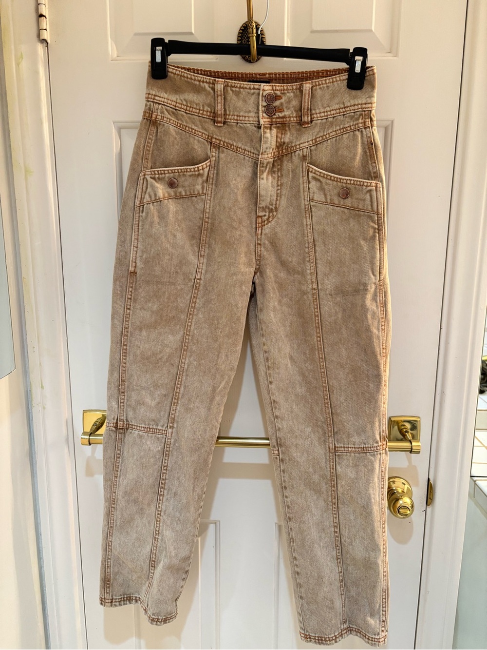 BDG High-Waist Utility Jeans in Light Tan
